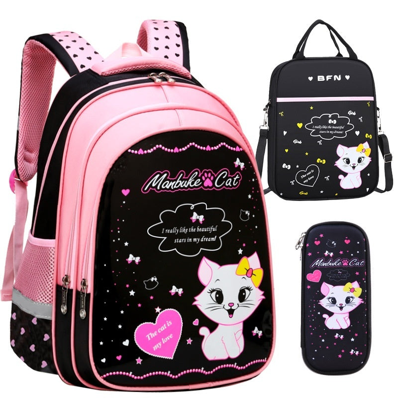 Kids School Cute Cat Print Backpack Primery school Back Pack Bag