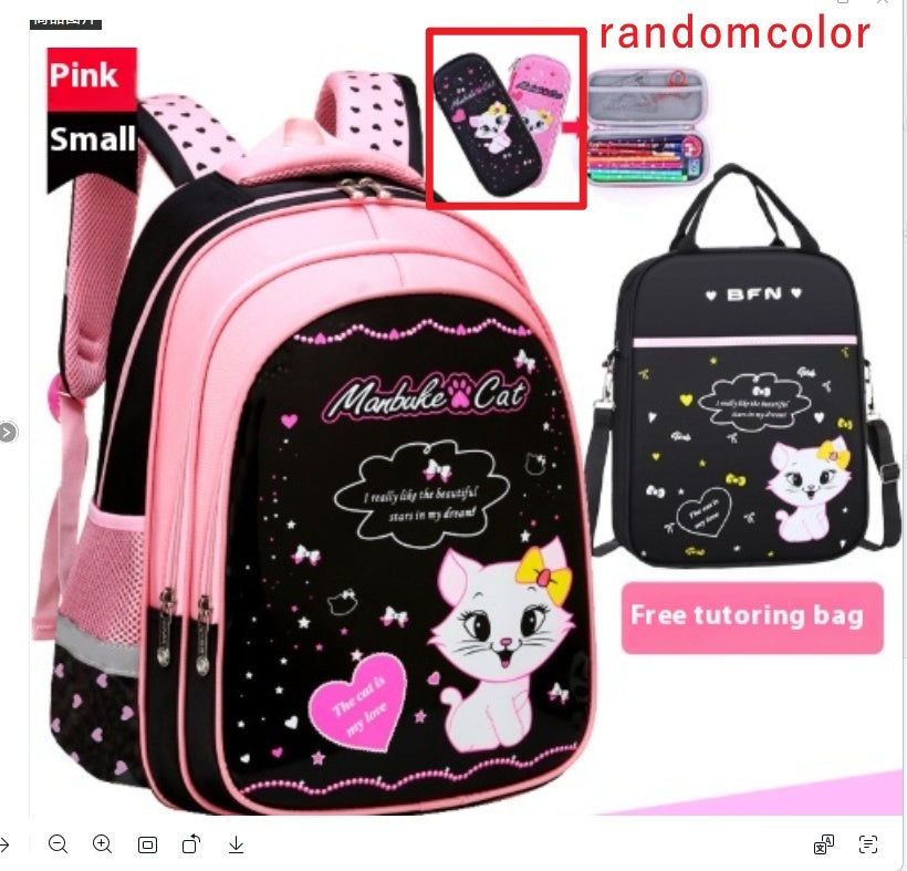Kids School Cute Cat Print Backpack Primery school Back Pack Bag
